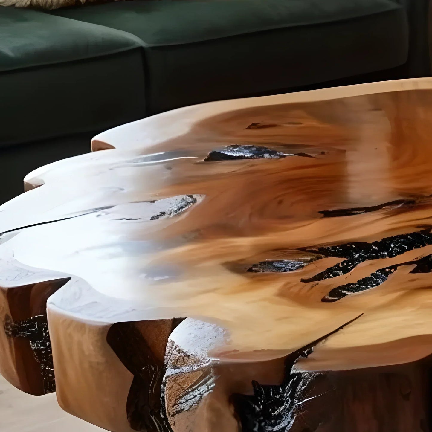 round coffee table, modern coffee table, driftwood table