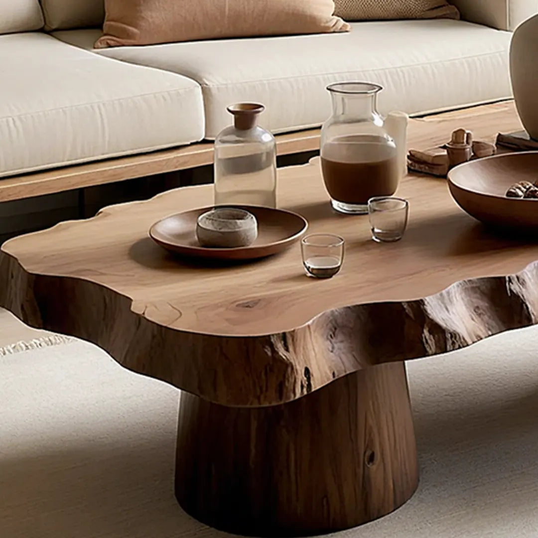 Handcrafted Natural Solid Wood Coffee Table – Live Edge Slab, Made to Order