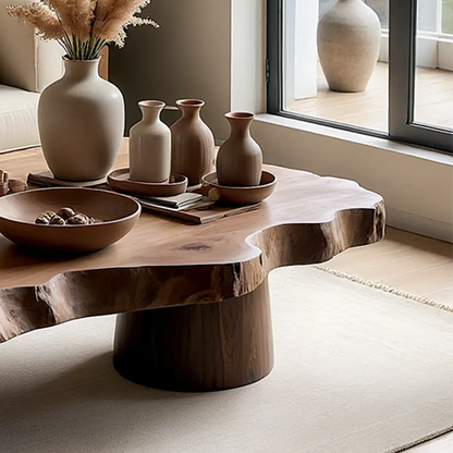 Handcrafted Natural Solid Wood Coffee Table – Live Edge Slab, Made to Order