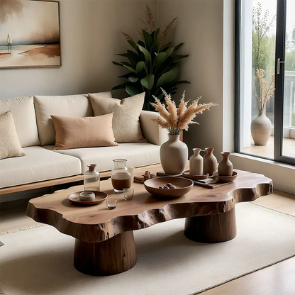 Handcrafted Natural Solid Wood Coffee Table – Live Edge Slab, Made to Order